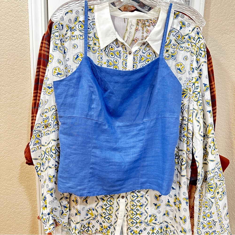 ZARA Basic Blue Linen Tank - Size Medium - Picture 3 of 6